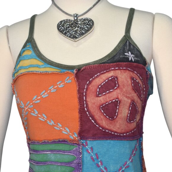 Vintage Patchwork Embroidered Tank Top M - Picture 2 of 5